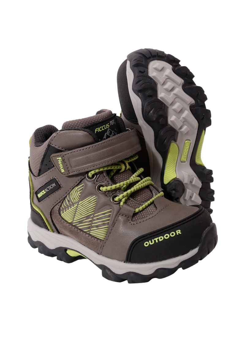 Zapatilla Outdoor Ca a Velcro A Caminar Kids Ni o Gris 2 a 6 A os