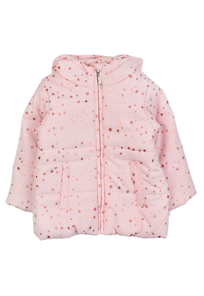 Parka Forro Piel Tech Bebé Niña Rosado 3 a 24 meses
