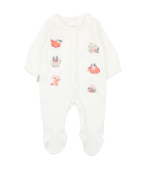 Osito Aplicación De Tela Con Bordado Garden New Born Niña Crudo Recién Nacido a 6 Meses