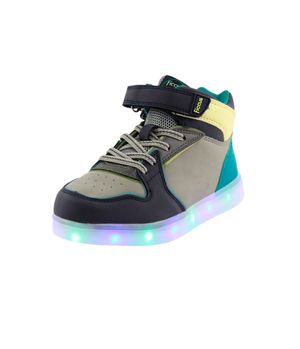 Zapatilla Caña LED Velcro Power Light Junior Niño Grafito 8 a 12 Años