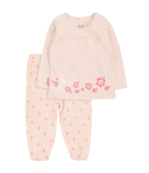 Conjunto Floreado New Born Niña Coral Claro Recién Nacido a 6 Meses