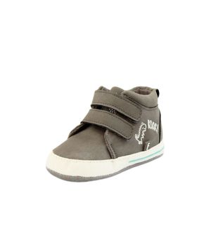 Zapatilla Velcro NewBorn New Born Niño Gris Recién Nacido a 6 Meses