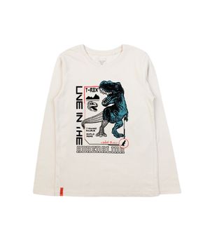Polera Manga Larga Estampada Day To Day Junior Niño Beige 8 a 12 Años