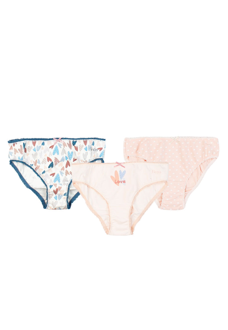 Bombacho Pack Triple Ri Kids Niña Combo 1 (3 Colores) 2 a 10 Años