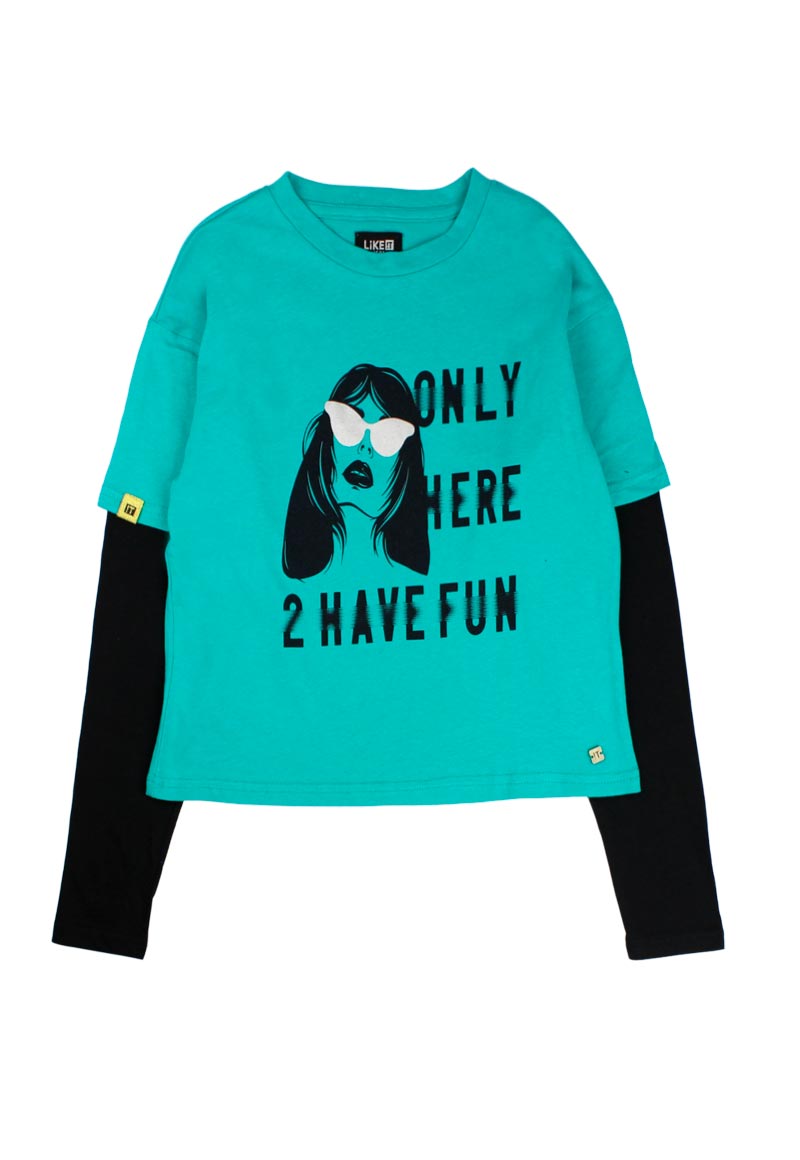 Polera Estampado Freed Teens Niña Verde 12 a 16 años