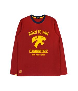 Polera Manga Larga Varsity Teens Niño Burdeo 12 a 16 años