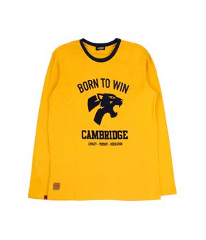 Polera Manga Larga Varsity Teens Niño Mostaza Melange 12 a 16 años