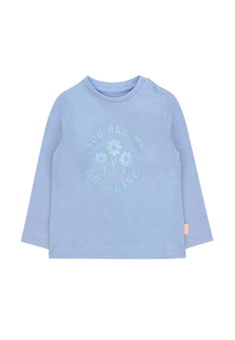 Polera manga corta niña Vuelos rayas celeste - 2
